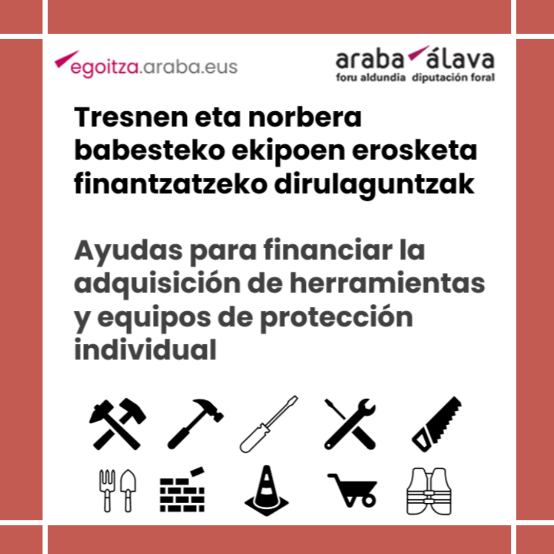 AYUDAS PARA ADQUISICIÓN DE HERRAMIENTAS Y EPIs. SOLICITUD HASTA EL 9 DE MARZO